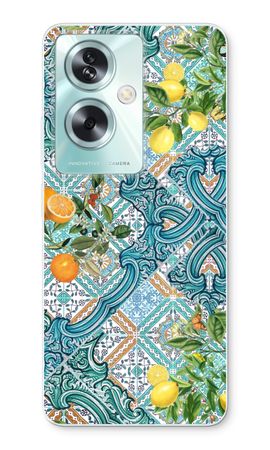 Blue tiles, lemons and oranges