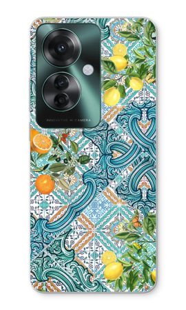 Blue tiles, lemons and oranges