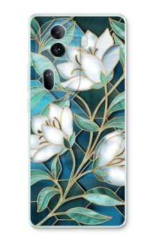 Blue stained glass flowers