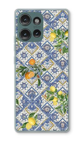 Blue tiles, lemons and oranges - small