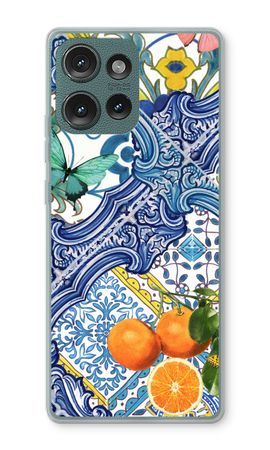 Blue tiles and oranges