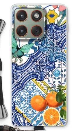 Blue tiles and oranges