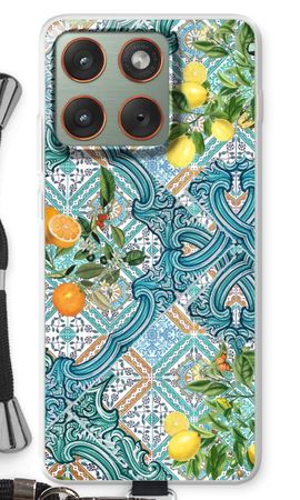 Blue tiles, lemons and oranges