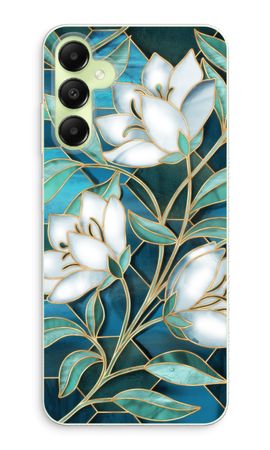 Blue stained glass flowers