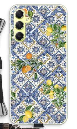 Blue tiles, lemons and oranges - small