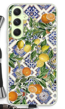 Blue tiles, lemons and oranges