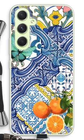 Blue tiles and oranges