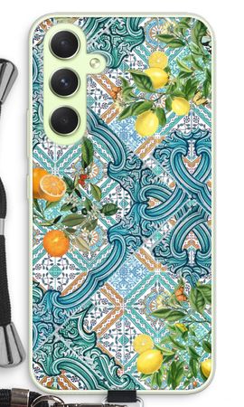 Blue tiles, lemons and oranges