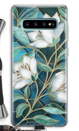 Blue stained glass flowers