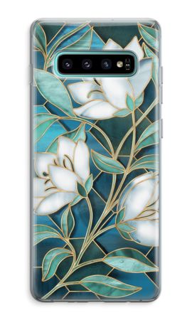 Blue stained glass flowers