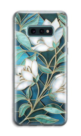 Fleurs en vitrail bleu