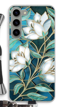 Blue stained glass flowers