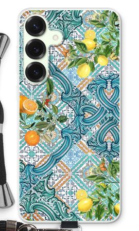 Blue tiles, lemons and oranges