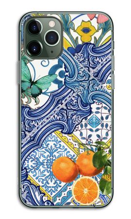 Blue tiles and oranges