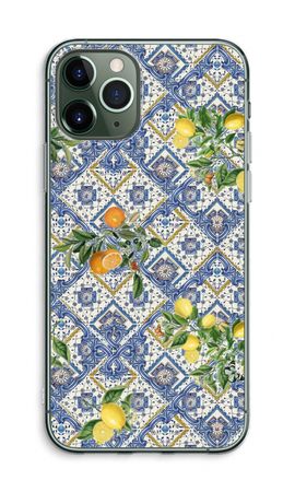 Blue tiles, lemons and oranges - small
