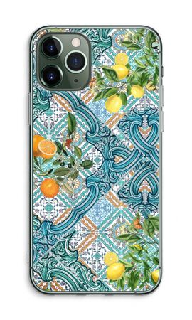 Blue tiles, lemons and oranges