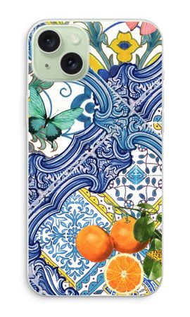 Blue tiles and oranges