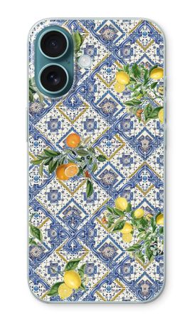Blue tiles, lemons and oranges - small