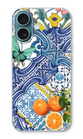 Blue tiles and oranges