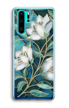 Blue stained glass flowers