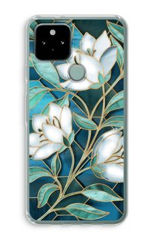 Blue stained glass flowers