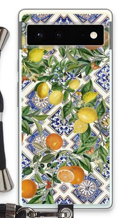 Blue tiles, lemons and oranges