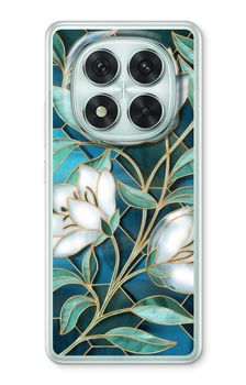 Blue stained glass flowers