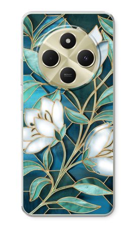 Blue stained glass flowers