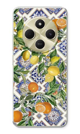 Blue tiles, lemons and oranges