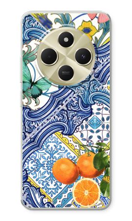 Blue tiles and oranges