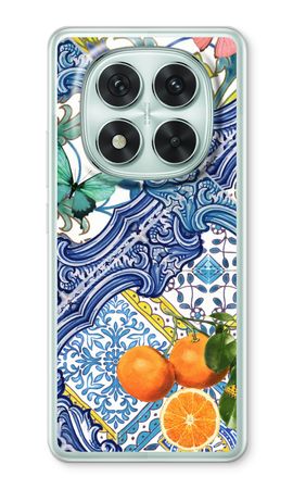 Blue tiles and oranges