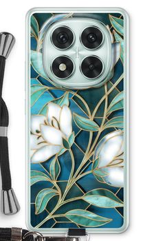 Blue stained glass flowers