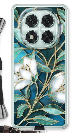 Blue stained glass flowers