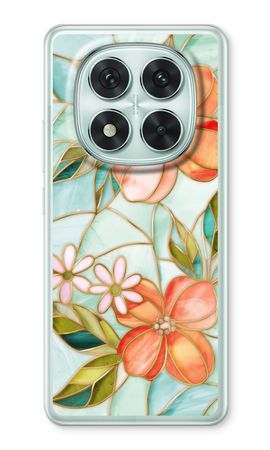 Orange stained glass flower