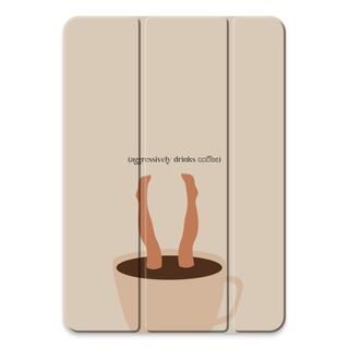 Aggressively drinks coffee