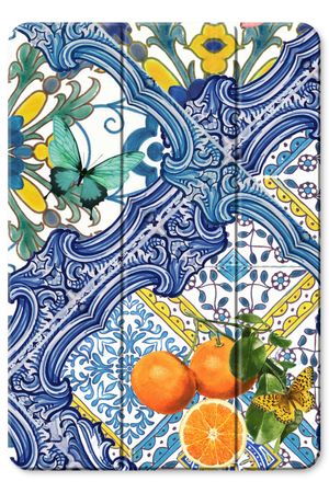 Blauwe tegels en appelsienen