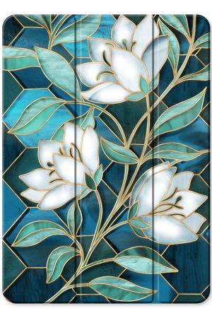 Blue stained glass flowers