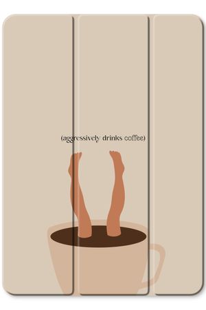 Aggressively drinks coffee