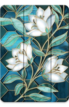 Blue stained glass flowers