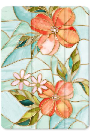 Orange stained glass flower