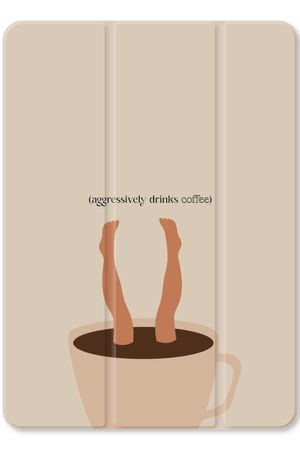 Aggressively drinks coffee