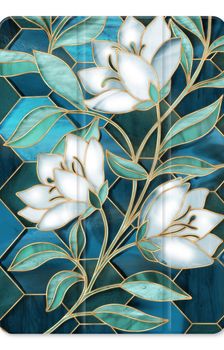Blue stained glass flowers