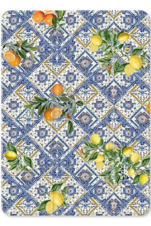 Blaue Fliesen, Zitronen und Orangen - klein