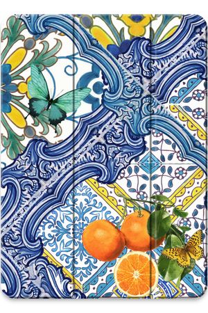 Blauwe tegels en appelsienen