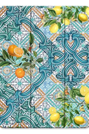 Azulejos azules, limones y naranjas