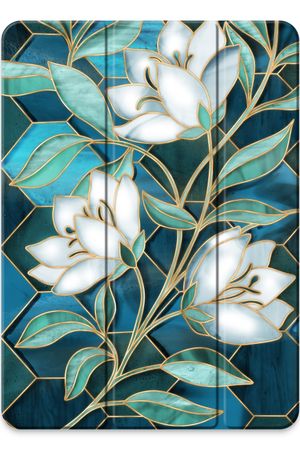 Blue stained glass flowers