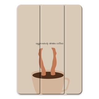 Aggressively drinks coffee