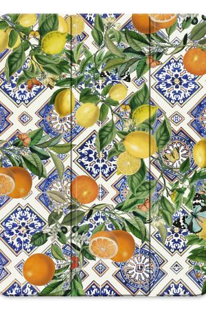 Azulejos azules, limones y naranjas