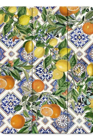 Azulejos azules, limones y naranjas