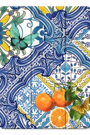 Azulejos azules y naranjas